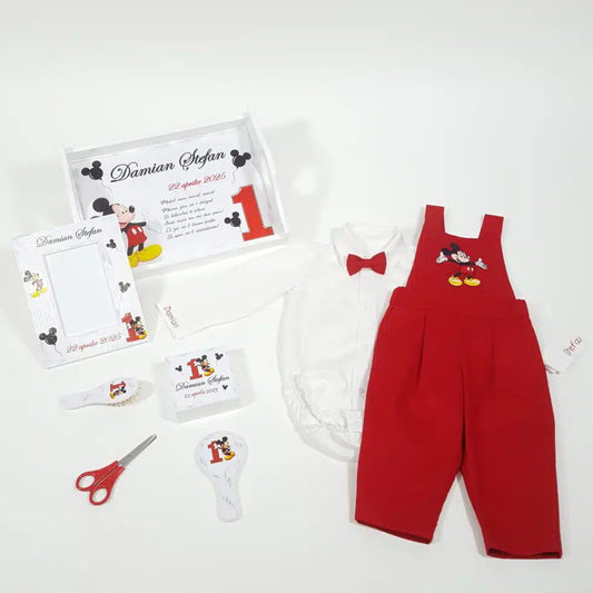 Set aniversare 1 an baietel cu Mickey si hainute