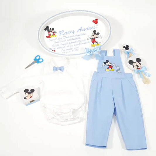 Set tavita si hainute cu Mickey aniversare 1 an baietel
