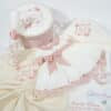 Trusou complet de botez premium roz pudrat si crem fetita