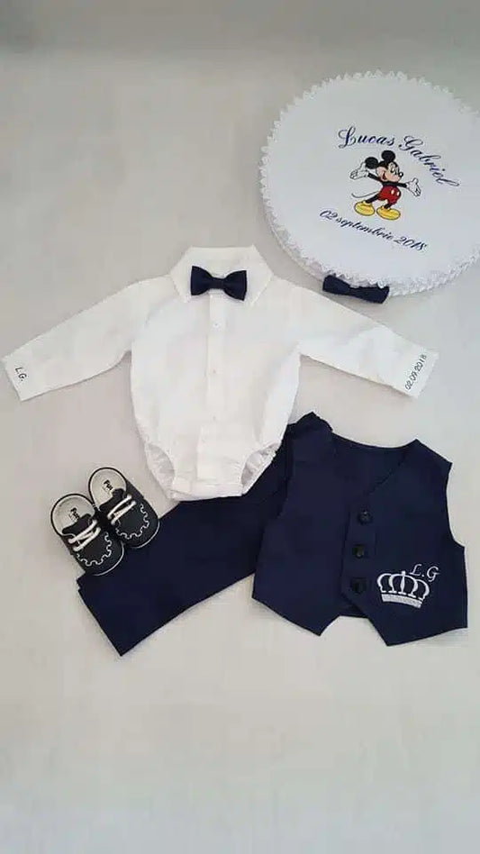 Set hainute de botez cu vesta pentru baietei