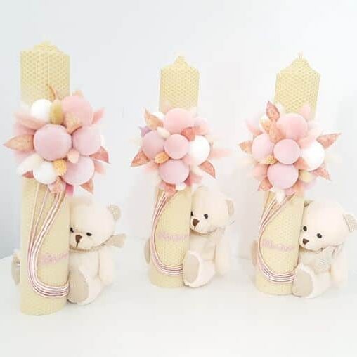 Lumanara botez ceara curata cu ursulet si baloane