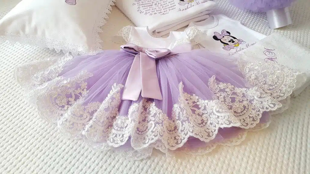 Rochita pentru botez cu dantela premium