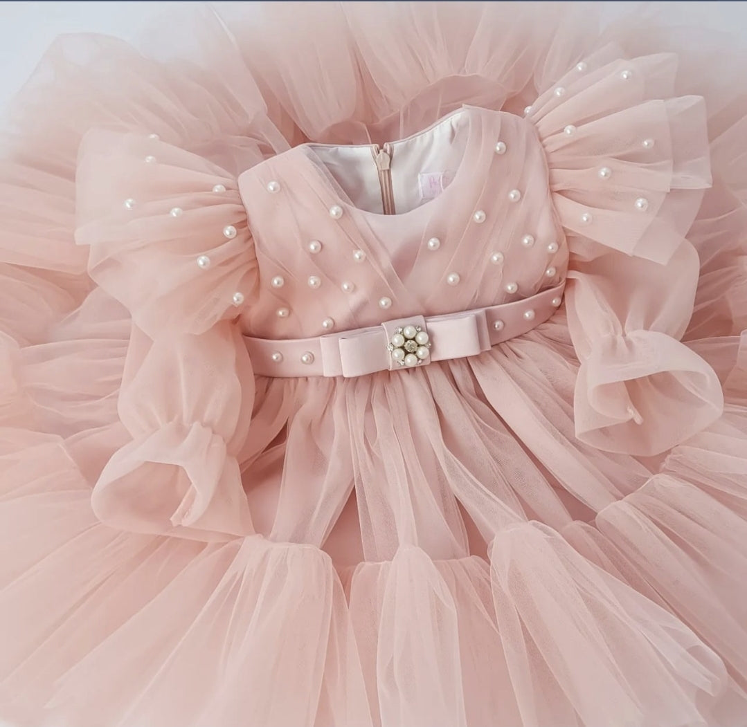 rochita de botez in tulle cu perle