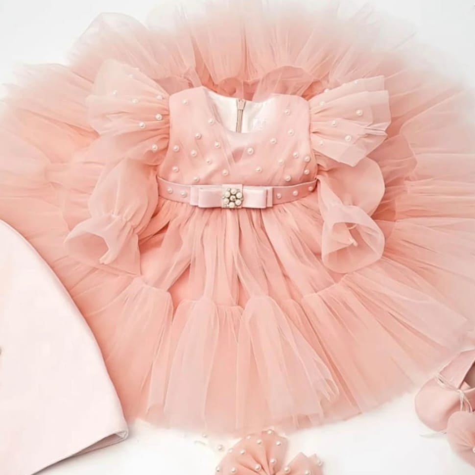 rochita de botez in tulle cu perle