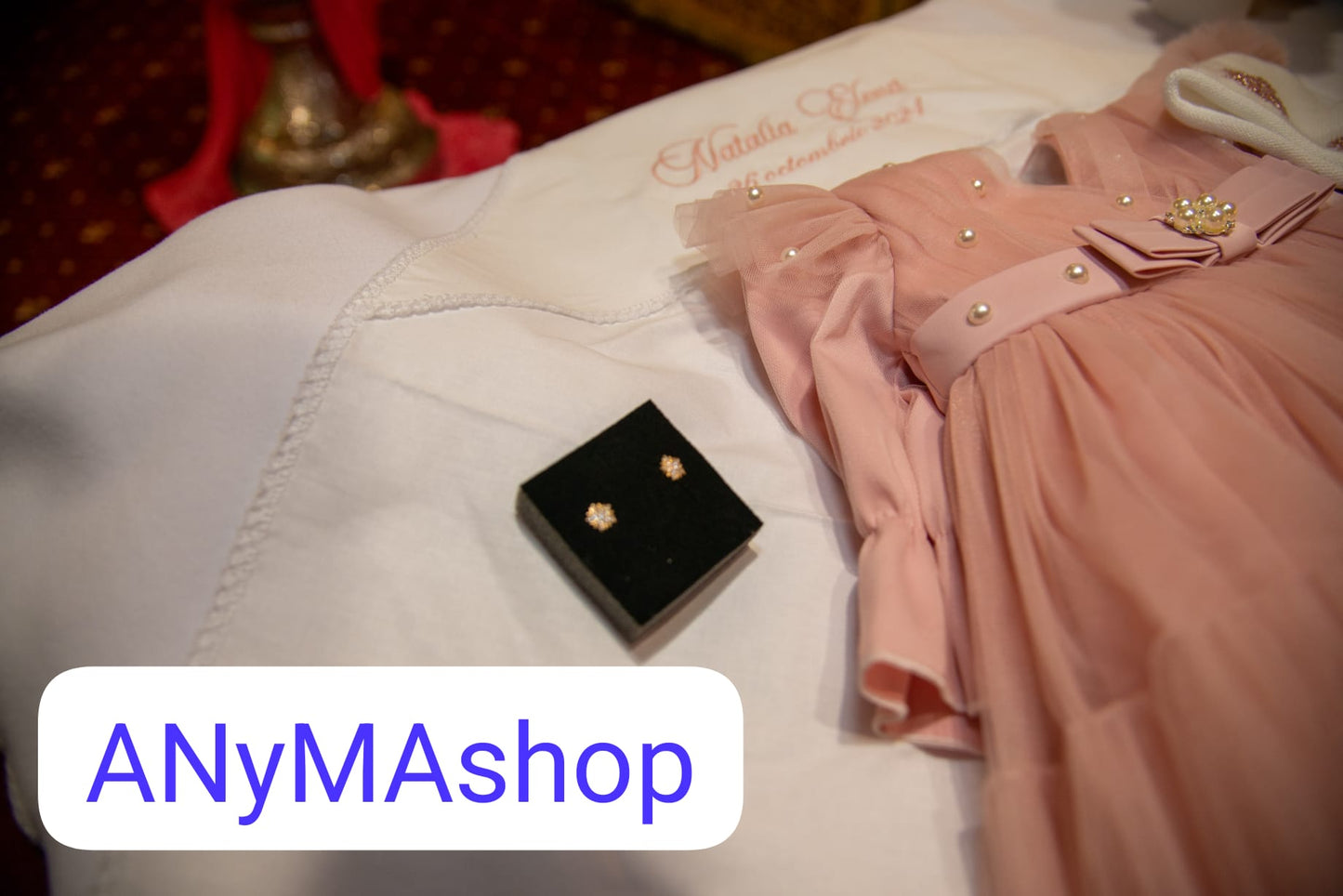 rochita de botez in tulle cu perle